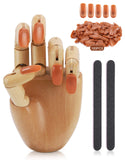 Nail Training Practice Hand, YaFex Flexible Fake Train Hands for Acrylic Nails, Nails Practice Paint Display, Wood Manicure DIY Practice Tool for Beginners Techs Home Salon