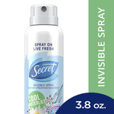 Secret Invisible Spray, Antiperspirant and Deodorant Spray for Women, Cool Waterlily Scent, 3.8 Oz, light blue