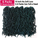 18 Inch New Faux Locs Crochet Hair Pre Looped 6 Packs Soft Goddess Locs Natural Crochet Braids Hair For Black Women Premium Fiber(1B/DGREEN, 18 Inch)