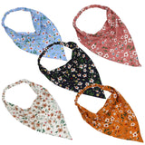 5PCS Floral Elastic Hair Scarf Headbands Printed Floral Hair Scarves Chiffon Head Kerchief Hairband Head Scarf Hair Bandanas with Clips for Women Girls Fashion Headband Accessories