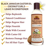 Okay Black Jamaican Castor Oil Coconut Curls Leave In Conditioner Helps Condition,Strengthen,and Regrow Hair Sulfate,Silicone,Paraben Free For All Hair Types and Textures Made in USA 8 oz