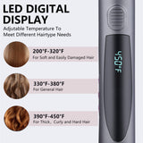 Professional Hair Irons 2 in 1 Ceramic Tourmaline Flat Iron Hair Straightener & Curler,Adjustable Temperature with Digital LED Display 200℉-450℉ , Dual Voltage, 1 Inch Wide,Auto Off, Grey.