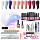 Gel Nail Polish Start Kit with 36W U V LED Nail Dryer Lamp 10 Colors Soak Off Gel Polish Base Top Coat and Glitter Nail Decoration for Manicure Nail Set