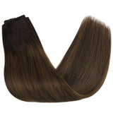 VeSunny Halo Hair Extensions Human Hair Balayage Dark Brown Ombre Medium Brown 16inch Halo Extensions Adjustable Secret Wire Hair Extensions Halo 80g