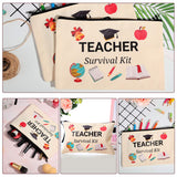 15 Pieces Teacher Makeup Bag Canvas Cosmetic Bag Teacher Pencil Bag Travel Toiletry Pouch Teacher Appreciation Gift Bags with Zipper, 3 Styles