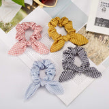 12 Pieces Hair Scrunchies Rabbit Bunny Ear Bow Bowknot Scrunchies Bobbles Elastic Hair Ties Ropes Ponytail Holder Accessories for Women Girls (Wave Point)