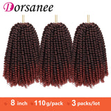 3 Pack Spring Twist Crochet Braids Bomb Twist Crochet Braiding Hair Dorsanee Spring Twist Hair Kinky Curly Crochet Hair Extensions for Black Women (8inch,T350#)