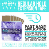 Big Kizzy Hair Extensions Tape - Regular Hold - Fits Most Tape in Hair Extensions, 4cm x .8cm Tape for Extensions, Professional Double Sided Extension Tape