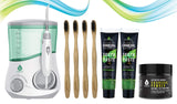 Pursonic OI-200 Professional Counter Top Oral Irrigator Water Flosser With 4 100% Natural Eco Bamboo Toothbrushes, 2 Charcoal Whitening Toothpaste & Activated Coconut Charcoal Powder Teeth Whitener