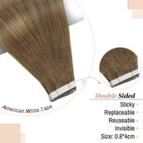 YoungSee Tape in Extensions Balayage Human Hair Platinum Blonde Mixed Light Brown Ombre Tape in Hair Extensions Human Hair 18 Inch 20pcs 50g