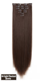 OneDor 24" Straight Full Head Kanekalon Futura Heat Resistance Hair Extensions Clip on in Hairpieces 7pcs 140g (Straight 8#-Light Chestnut Brown)