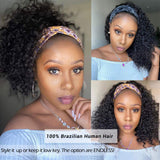 YMS Human Hair Wigs for Black Women Headband Wig Human Hair 150% Density Curly Brazilian Virgin Machine Made Wig(12 inch 150% density, HeadbandWig)