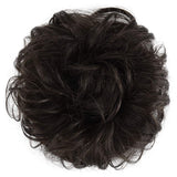 FESHFEN 100% Human Hair Bun Extension, Messy Bun Hair Piece Curly Hair Scrunchies Chignon Ponytail Extensions for Women Girls Updo Donut Hairpiece, Brown