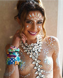 Glitter Tattoo Sticker Boho Body Decor Sticker Bindi Sticker Can Be Stick On Self Adhesive Gems Chest Tattoo Sticker Pasties Temporary Tattoos Carnival Bohemian