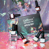 Gelfavor Gel Nail Polish Set 6 Colors 8ML Nail Polish Kit Soak Off UV Gel Polish Nail Art Manicure Starter Kit DIY Home & Salon Beauty Gift Box LED Nail Lamp Needed (red Series)