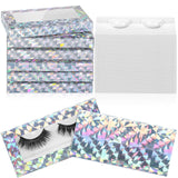60 Pieces Empty Eyelashes Packaging Box and Tray, 30 Empty Lash Box Case Soft Paper Eyelash Box Eyelash Holder Case Empty Eyelash Case Eyelash Container with 30 Lash Tray Lash Case (Silver Triangle)