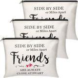 3 Pieces Good Friend Gifts Cosmetic Bag for Women, Funny Long Distance Friendship, Birthday, Moving Away, Christmas Gifts Makeup Bags Travel Cases for Good Friends Bestie Soul Sister Her