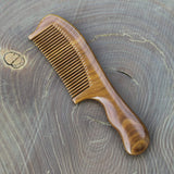 Premium Hair Combs Wood Comb Natural Green Sandalwood Handcrafted Sturdy Smooth No Static No Detangle (Green Sandalwood E Standard Tooth 8")