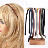 14 Pieces Simple Leather Covered Headbands 5 mm Wide Solid Skinny Leather Hair Band Plastic Hair Loop Hair Accessories for Women and Girls, 7 Colors