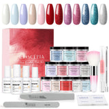 Dip Powder Nail Kit Starter with Base Activator and Top Coat 12 Colors Acrylic Dipping Powder Set with everything System Essential Kit with Nail Art Tools for French Manicure Kits No Lamp Needed