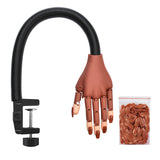Nail Training And Practice Hand for acrylic nails, Flexible Movable False Fake Hands With Brackets And Adjustable Nails, Best Manicure Diy Practice Tools