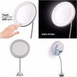 Probeautify 3X Lighted Makeup Mirror - 10” Long Gooseneck Mirror - Warm LED Light, Best Wireless, Battery Operated, Adjustable, Bathroom Vanity Dresser Mirror, Compact Travel Mirror