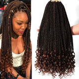 7 Packs 14 Inch Box Braids Crochet Hair Crochet Box Braids with Curly Ends Goddess Box Braids Crochet Hair Curly Prelooped Crochet Hair Bohemian Box Crochet Braids Hair For Black Woman (14 Inch, T30#)
