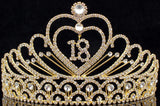 Eighteen Years Old 18 Birthday Party Rhinestone Tiara Crown Hair Combs T2305g Gold
