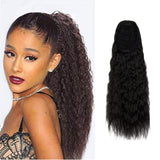 FUT_Forever 22" Long Corn Wave Ponytail Extension Drawstring Ponytail Extension Curly Wavy Ponytail Clip in Hair Extensions Synthetic Hairpieces for Women (4#)