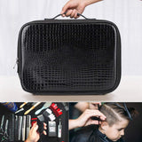 Barber Leather Tool Case, Segbeauty Large Embossed Crocodile Hairdresser Carrying Case Portable Hair Stylist Storage Organizer with Divider for Travel Clippers Shears and Pet Grooming Supplies
