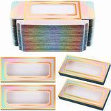 100 Pieces Empty Eyelashes Packaging Paper Case Eyelash Holder Box Eyelashes Container with Holographic Design for False Eyelash Care Cosmetic Tools