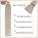 Easyouth Micro Ring Beaded Hair Extensions Light White Blonde Color Micro Loop Beads Human Hair Extensions Silkly Straight Micro Link Hair Extensions 16 Inch 50g 1g per Strand