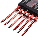 Metal Duckbill Hair Clips, Professional Sectioning Alligator Barrette Red Hair Grip Clamps Salon Barber Hairdressing Styling Tools for Women Girls -12Pcs