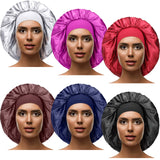 6 Pieces Large Satin Silk Bonnet Satin Sleeping Cap 2.36 Inch Elastic Wide Band Hat Adjustable Night Sleeping Hair Bonnet for Women Girls, 16.5 Inch in Diameter