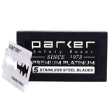 Parker 76R Butterfly Open Double Edge Safety Razor - Super Heavyweight - 5 Parker Premium Blades Included.