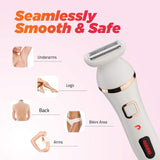 Electric Razor for Women - Womens Shaver Bikini Trimmer Body Hair Removal for Legs and Underarms Rechargeable Wet and Dry Painless Cordless with LED Light, Blue