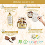 Home Spa Gift Basket, Luxury 13 Piece Bath & Body Set For Men & Women, White Rose & Jasmine Fragrance with Shower Gel, Bubble Bath, Body Scrub, Bath Salts, 6 Bath Bombs, Pouf, Cosmetic Bag & Gold Tub