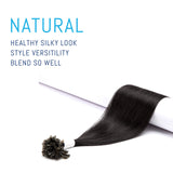 S-noilite 16 Inch U Tip Real Human Hair Extension Natural Black Keratin Fusion Nail Tip Hair Straight 50 Gram Remy Human Hair Hot Fusion Strand Extension 0.5g Per Strand Color #1B