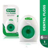 GUM Fine Waxed Dental Floss, Rewindable Dispenser, Mint, 200 Yards (Pack of 6)