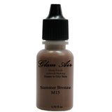 Large Bottle Airbrush Makeup Foundation Matte Finish M15 Summer Bronze Water-based Makeup Long Lasting All Day Without Smearing Running, Fading or Caking 0.50 Oz Bottle By Glam Air