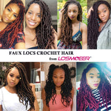 22 Inch Wavy Faux Locs Crochet Hair 7 Packs Curly Goddess Locs Twist Braids Pre-Looped Faux Locs African Roots Dreadlocs Synthetic Hair Extension Soft Locs Braiding Hair for Women (18strands/pack;1#)