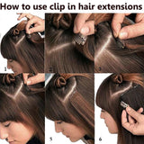 Benehair One Piece Clip In Hair Extensions Human Hair 22 inch Natural Off Black 3/4 Full Head with 5 Clips Long Straight Natural Soft Real Hair for Women 22" #1B