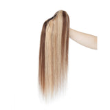 100% Remy Human Hair Ponytail Extension One Piece Claw/Jaw Clip Ponytail Hairpiece Clip In Pony Tail Extensions For Girl Lady Women Long Straight #4P27 Medium Brown&Dark Blonde 22'' 120g