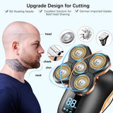 Electric Shaver for Men, GOOLEEN 5 in 1 Head Shavers for Bald Men Wet&Dry Waterproof Bald Head Shaver Electric Razor (Golden)