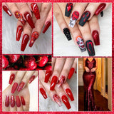 Saviland Acrylic Powder Set - Acrylic Nail Powder 3 Color Glitter Red Professional Polymer Powder System for Nail Extension and Decoration 3D Manicure at Home Salon