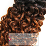 1B/#30 Ombre Brazilian Kinky Curly Hair 1 Bundle, 100% Unprocessed Human Hair Extensions, 2 Tone Dark Brown Weaves 100g (16")