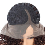 Afro Curly Lace Front Wigs Brown Synthetic Heat Resistant Fiber Short Curly Wig Natural Black for Black Women