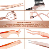 48 Pieces Eyelash Curler Makeup Tools Set, include Mini Eyelash Curler Kit, Eyebrow and Eyelash Extension Tweezers, Eyelash Eyebrow Brush Comb and Eyelashes Scissors, Silicone Refill Pads (Rose Gold)