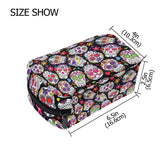 ALAZA Day Of The Dead Sugar Skull Cosmetic Bag Black Zipper Storage Bag Portable Ladies Travel Square Makeup Brushes Bag