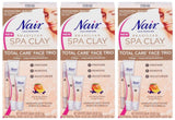 NAIR Hair Remover Brazilian SPA CLAY sensitive TOTAL CARE FACE TRIO Lot of 3